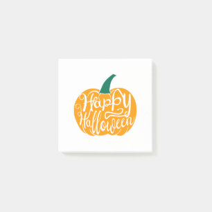 Happy Halloween lettering on carved pumpkin Post-it Notes