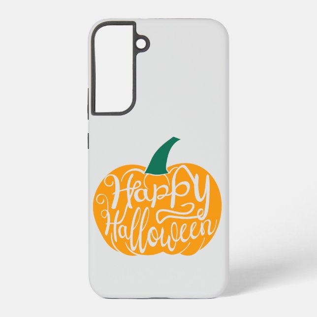 Happy Halloween lettering on carved pumpkin Samsung Galaxy S22+ Case (Back)
