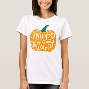 Happy Halloween lettering on carved pumpkin T-Shirt