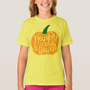 Happy Halloween lettering on carved pumpkin T-Shirt