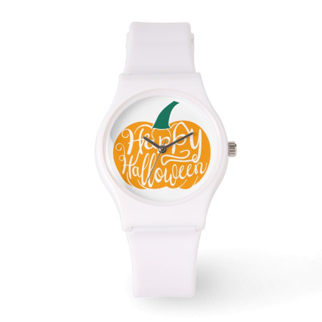 Happy Halloween lettering on carved pumpkin Watch (Front)