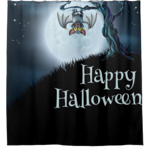 Happy Halloween Little Vampire Bat Shower Curtain