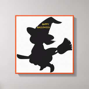"HAPPY HALLOWEEN" LITTLE WITCH CANVAS PRINT