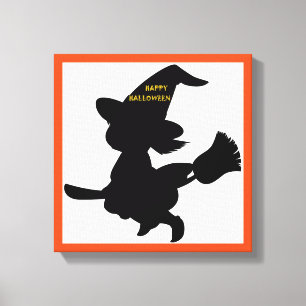 "HAPPY HALLOWEEN" LITTLE WITCH CANVAS PRINT