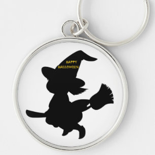"HAPPY HALLOWEEN" LITTLE WITCH FLYING KEY RING