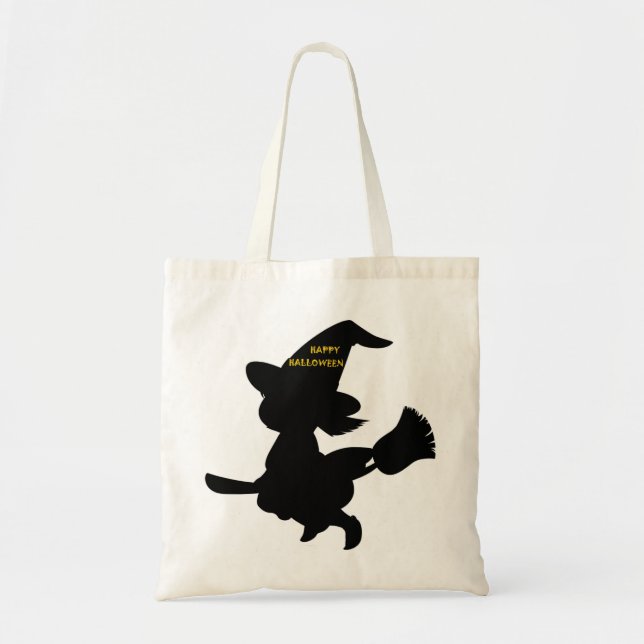 "HAPPY HALLOWEEN" LITTLE WITCH TOTE BAG (Front)