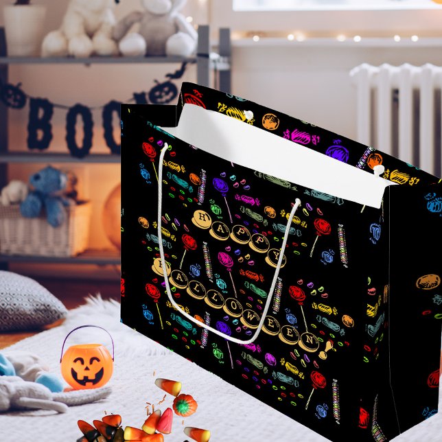 Happy Halloween Lollipops and Candy Pattern, ZSSG Large Gift Bag (Happy Halloween Lollipops and Candy Pattern Large Gift Bag)
