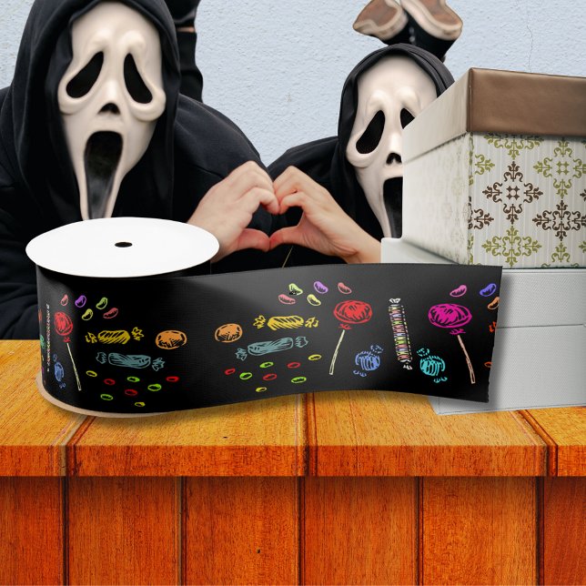 Happy Halloween Lollipops and Candy Pattern, ZSSG Satin Ribbon (Happy Halloween Lollipops and Candy Pattern, ZSSG Satin Ribbon)