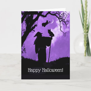 Happy Halloween Magic Owl Witches Cat Warlock Card