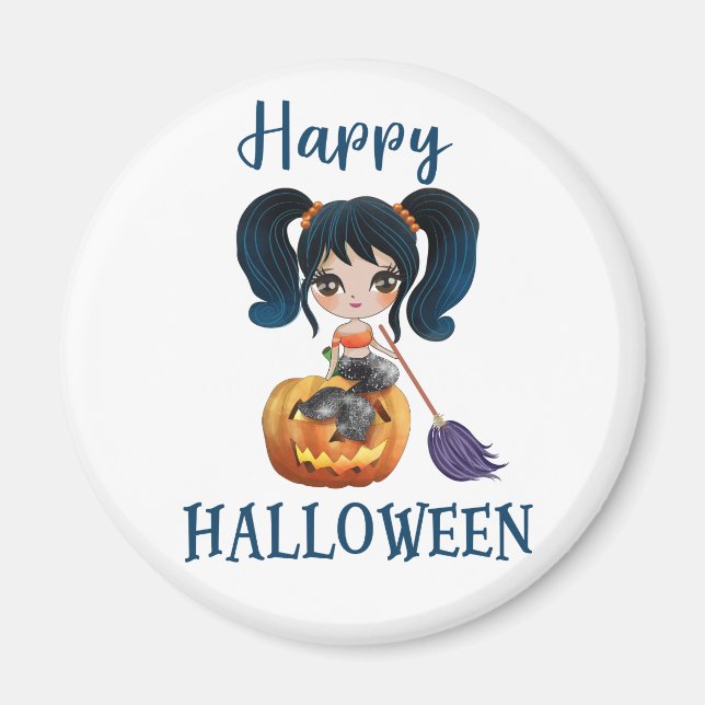 Happy Halloween magnet Girl Spooky mermaid magnet (Front)