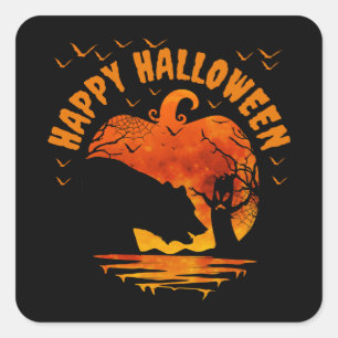 HAPPY HALLOWEEN MEN WOMEN KIDS COSTUME  SQUARE STICKER