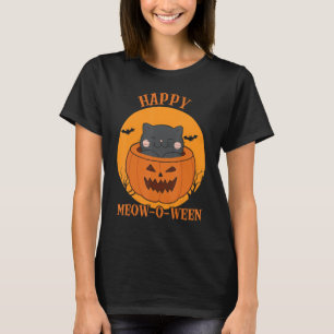 Happy Halloween Meow O Ween Cute Black Cat Party C T-Shirt