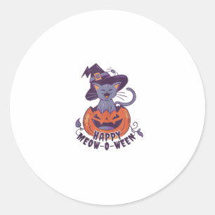 Happy Halloween Meowoween Tank Top Classic Round Sticker
