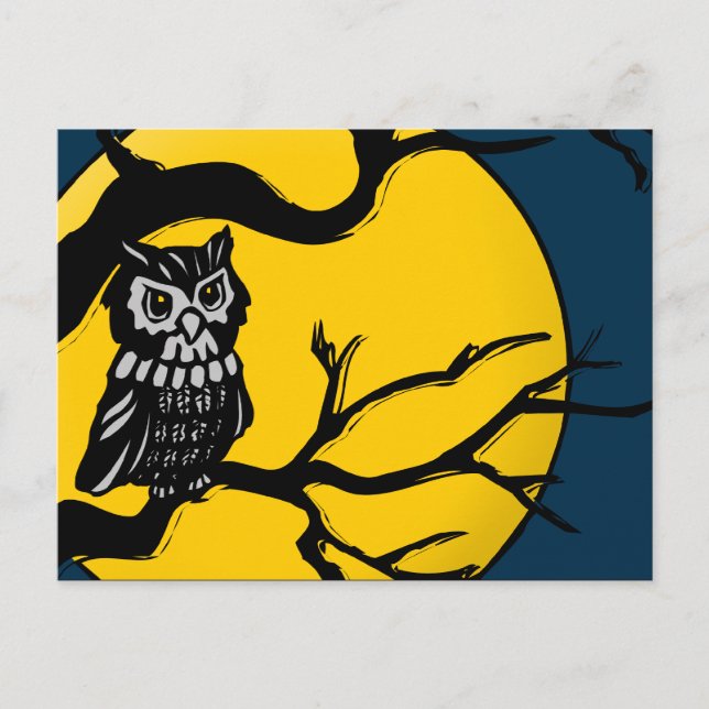 happy halloween : midnight owl : postcard (Front)