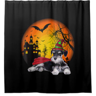 happy halloween miniature schnauzer dogs halloween shower curtain