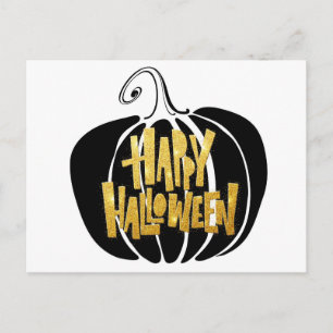 Happy Halloween Minimalist Pumpkin Postcard