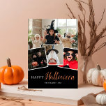 Happy Halloween Modern Black Photo Holiday Card<br><div class="desc">Halloween card features modern handwritten font. Add your photo and message.</div>