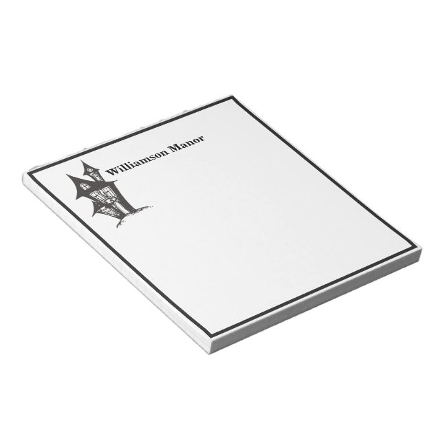 Happy Halloween Monogram Family Haunted House Memo Notepad (Angled)