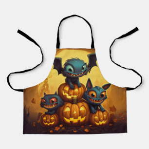 Happy Halloween monster bats smile in the cave Apron