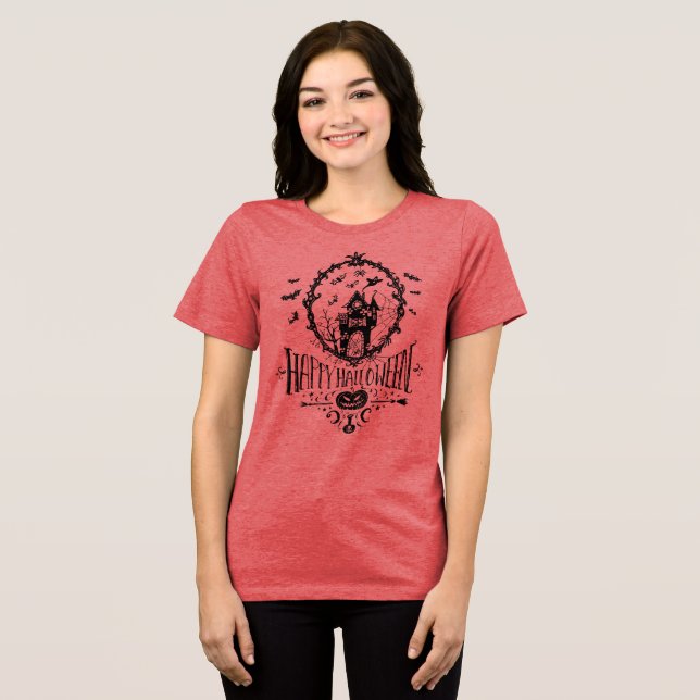 Happy Halloween Motif  Tri-Blend Shirt (Front Full)