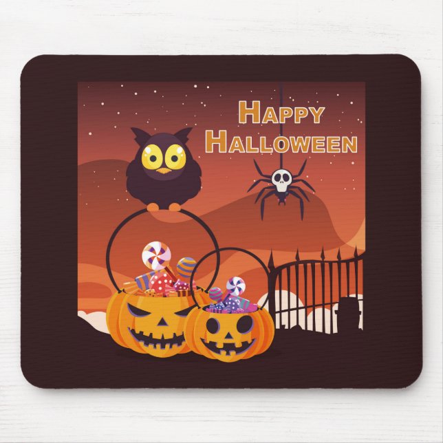 Happy Halloween Mouse Mat (Front)