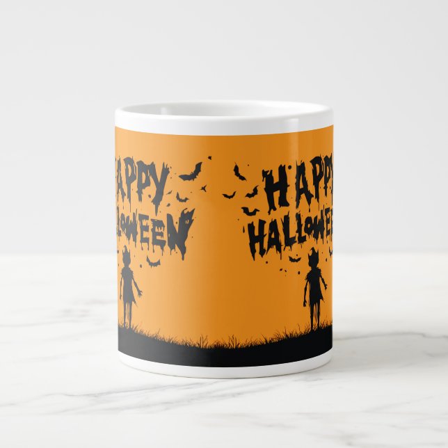 Happy Halloween:Mug with Mysterious Silhouette Large Coffee Mug (Front)