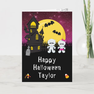 Happy Halloween Mummy Pink Card
