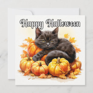 Happy Halloween Napping Little Kitty Cat Card