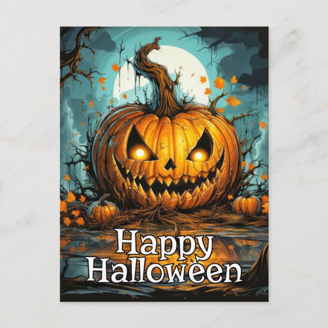 Happy Halloween | Nefarious Pumpkin After Midnight Postcard (Front)