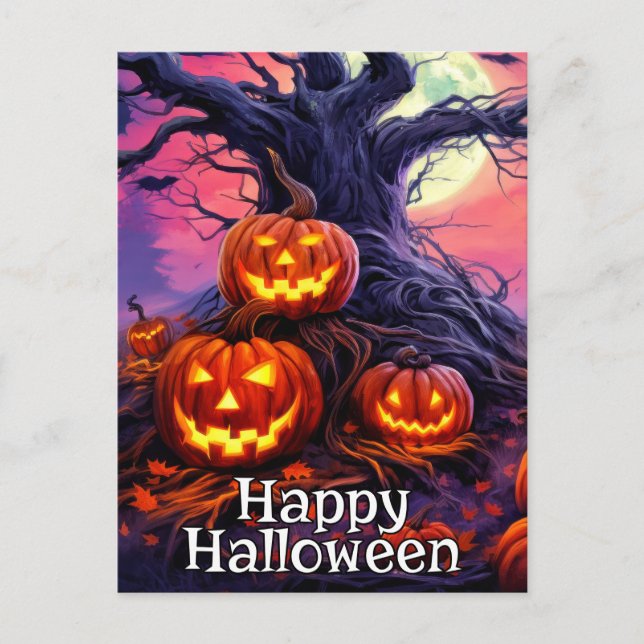 Happy Halloween | Nefarious Pumpkin After Midnight Postcard (Front)
