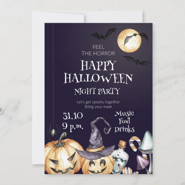 Happy Halloween Night Party Invitation (Front)