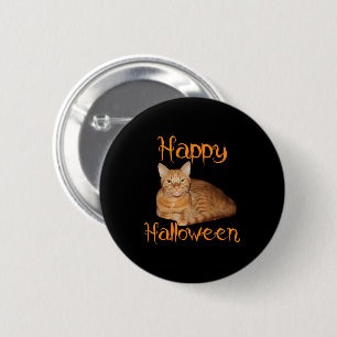 Happy Halloween Non-Scary Orange Tabby Cat 6 Cm Round Badge