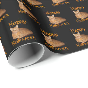 Happy Halloween Non-Scary Orange Tabby Cat Wrapping Paper