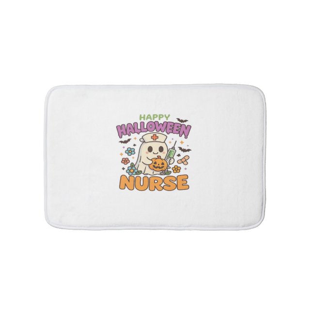 Happy Halloween Nurse Shirt – Cute Spooky Medical  Bath Mat (Front)