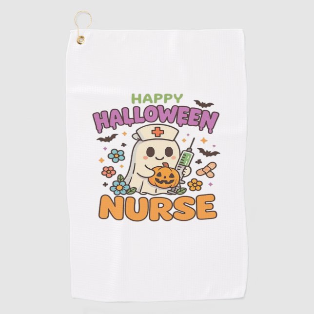 Happy Halloween Nurse Shirt – Cute Spooky Medical  Golf Towel (Front)