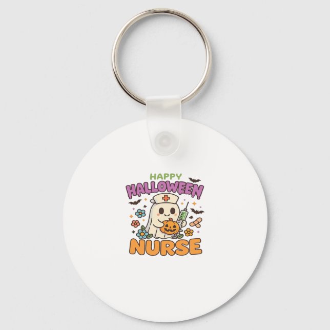 Happy Halloween Nurse Shirt � Cute Spooky Medical  Key Ring (Front)