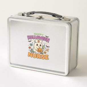 Happy Halloween Nurse Shirt Cute Spooky Medical W Metal Lunch Box