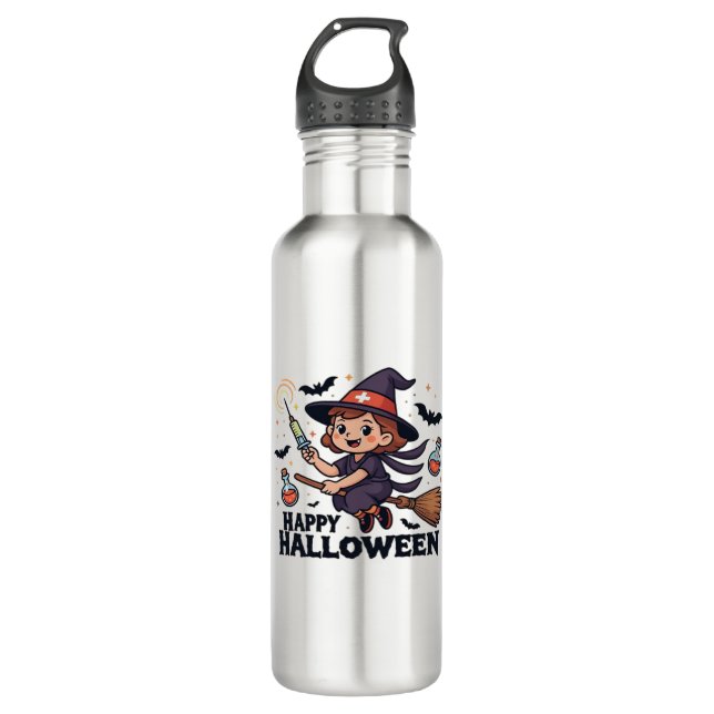 Happy Halloween Nurse Shirt – Spooky Cute Medical  710 Ml Water Bottle (Front)