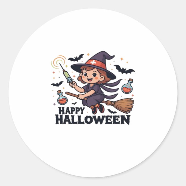 Happy Halloween Nurse Shirt � Spooky Cute Medical  Classic Round Sticker (Front)