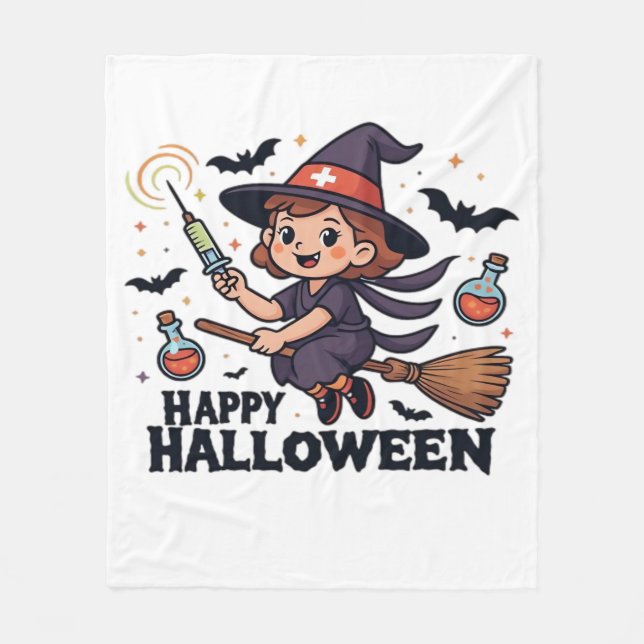 Happy Halloween Nurse Shirt – Spooky Cute Medical  Fleece Blanket (Front)
