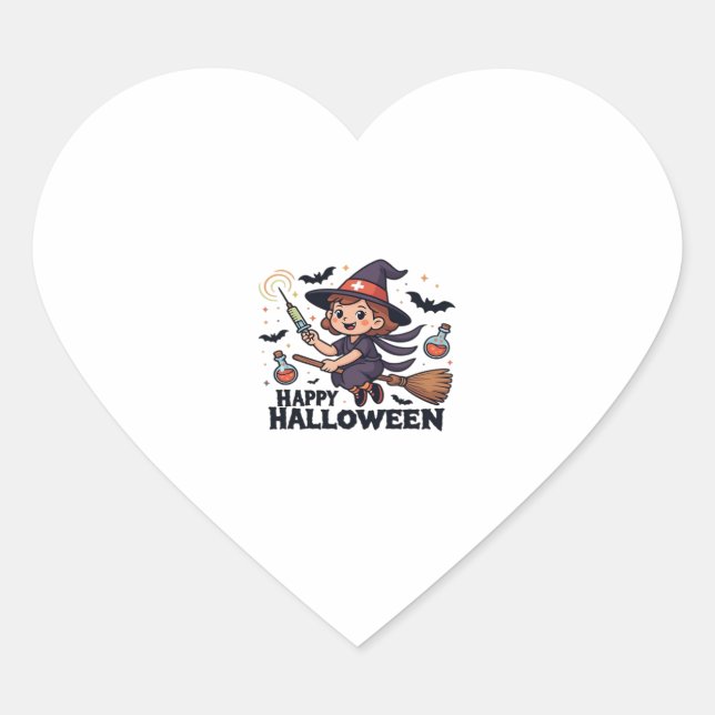 Happy Halloween Nurse Shirt � Spooky Cute Medical  Heart Sticker (Front)