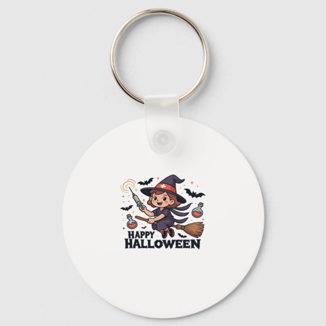 Happy Halloween Nurse Shirt � Spooky Cute Medical  Key Ring (Front)