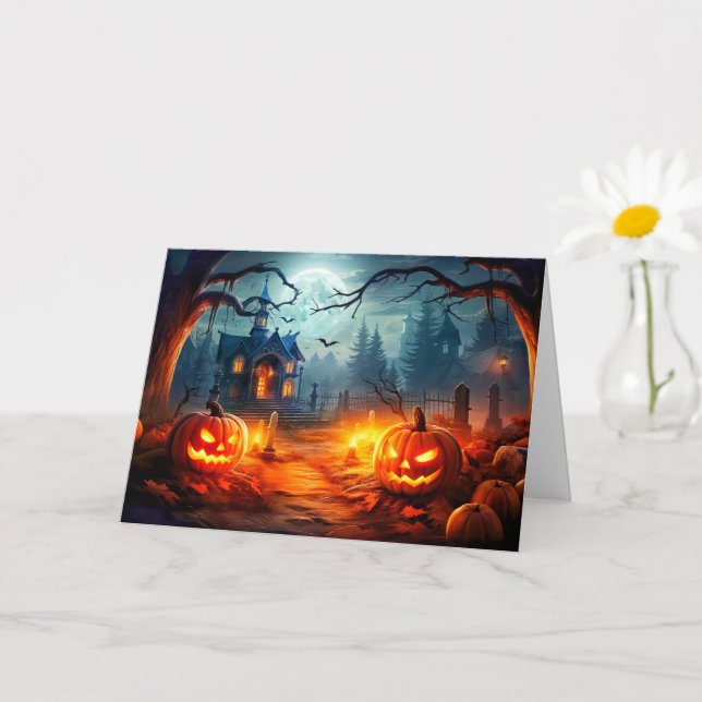 Happy Halloween Old Haunted Manor Card (Small Plant)