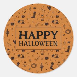 happy halloween old west classic round sticker