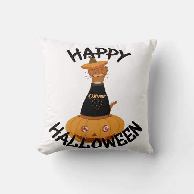Happy Halloween Oliver! Cushion (Front)