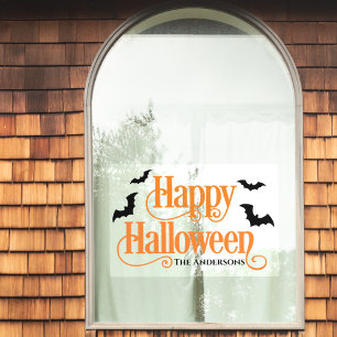 Happy Halloween Orange and Black Custom Window Cling