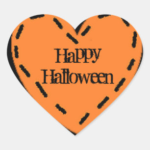 Happy Halloween orange and black Heart Stickers