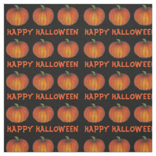 Happy Halloween Orange and Black Pumpkin Patch Fabric
