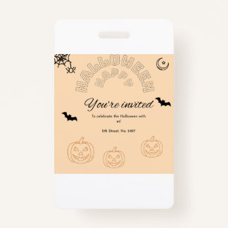 Happy Halloween orange and cute ID Badge