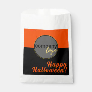 HAPPY HALLOWEEN ORANGE BLACK COLOR BUSINESS LOGO FAVOUR BAGS